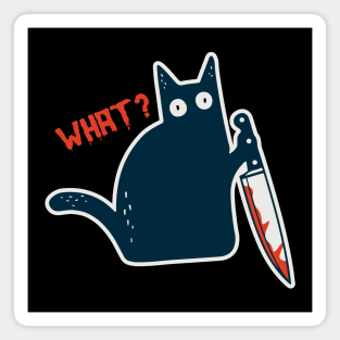 Funny Crazy Halloween Cat with Knife - What a Meow-nster! Magnet